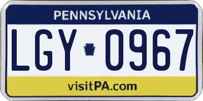 PA license plate LGY0967