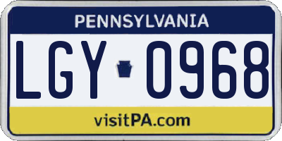 PA license plate LGY0968