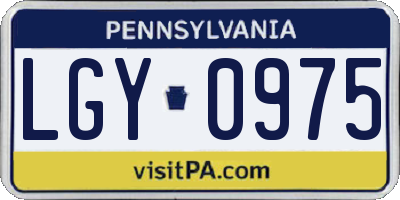 PA license plate LGY0975