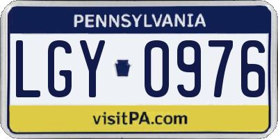 PA license plate LGY0976