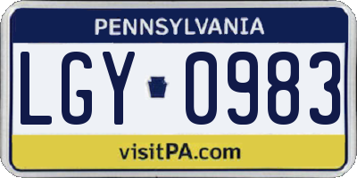 PA license plate LGY0983