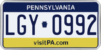 PA license plate LGY0992