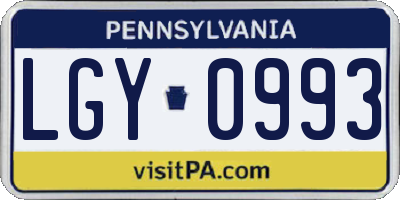 PA license plate LGY0993