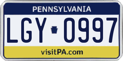 PA license plate LGY0997