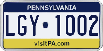 PA license plate LGY1002