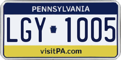 PA license plate LGY1005