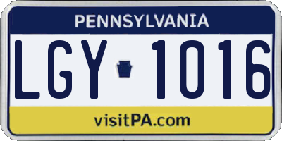 PA license plate LGY1016