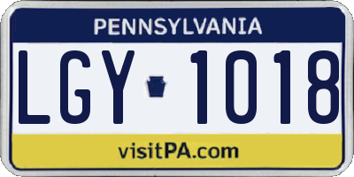 PA license plate LGY1018