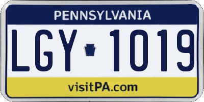 PA license plate LGY1019