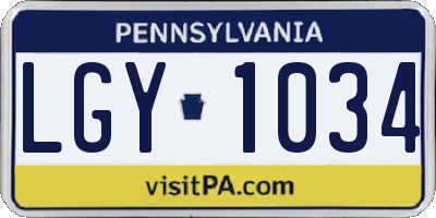PA license plate LGY1034