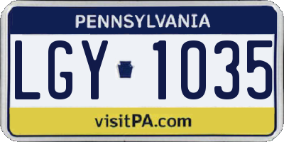 PA license plate LGY1035