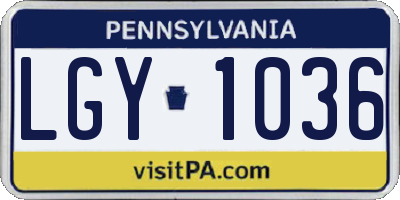 PA license plate LGY1036