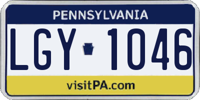 PA license plate LGY1046