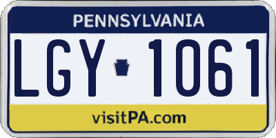 PA license plate LGY1061