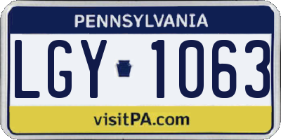 PA license plate LGY1063
