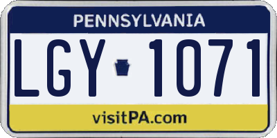 PA license plate LGY1071