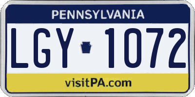 PA license plate LGY1072