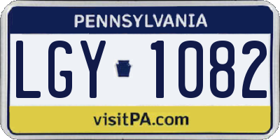 PA license plate LGY1082