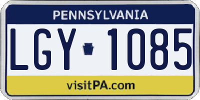 PA license plate LGY1085