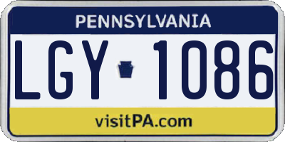PA license plate LGY1086