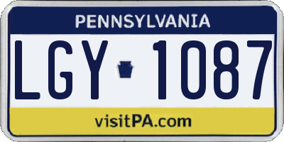 PA license plate LGY1087