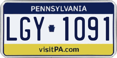 PA license plate LGY1091