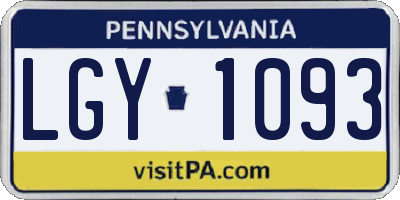 PA license plate LGY1093