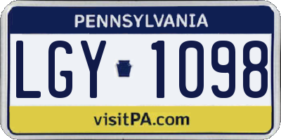 PA license plate LGY1098