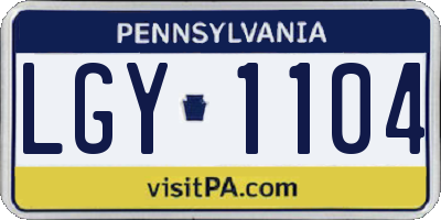 PA license plate LGY1104