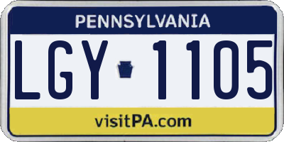 PA license plate LGY1105