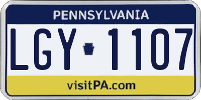 PA license plate LGY1107