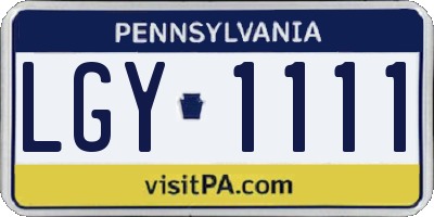 PA license plate LGY1111