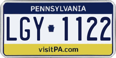 PA license plate LGY1122