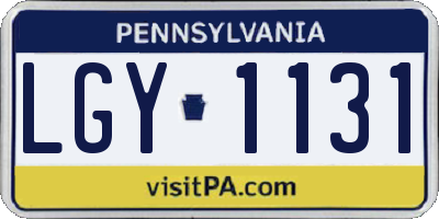 PA license plate LGY1131