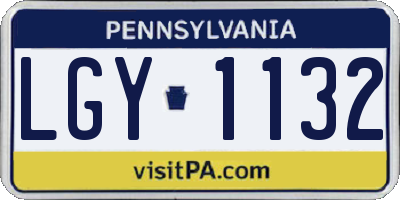 PA license plate LGY1132