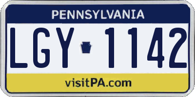 PA license plate LGY1142