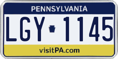 PA license plate LGY1145