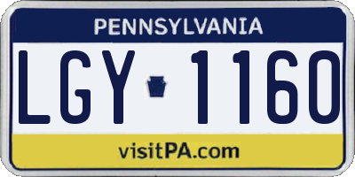PA license plate LGY1160