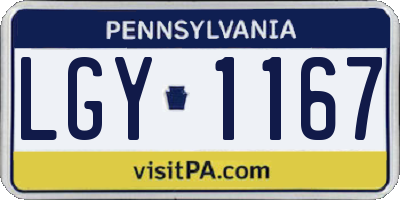 PA license plate LGY1167