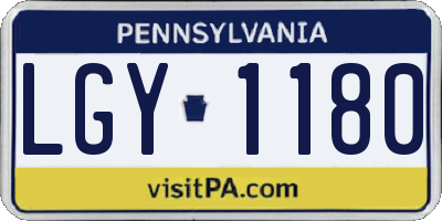 PA license plate LGY1180