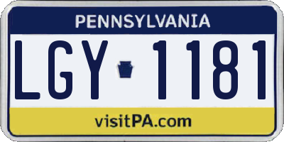 PA license plate LGY1181