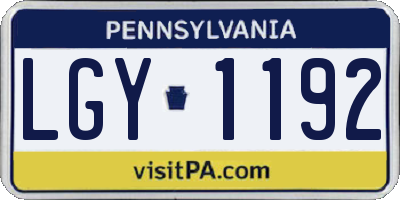 PA license plate LGY1192