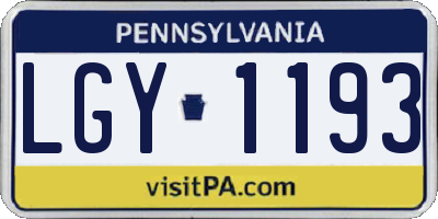 PA license plate LGY1193