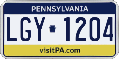 PA license plate LGY1204