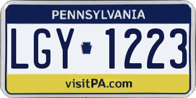 PA license plate LGY1223
