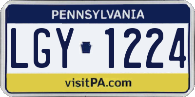 PA license plate LGY1224