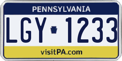 PA license plate LGY1233