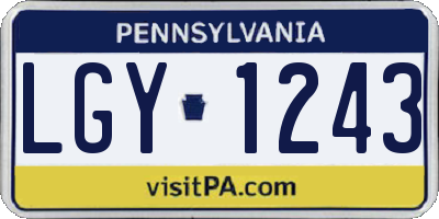PA license plate LGY1243