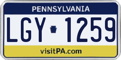 PA license plate LGY1259