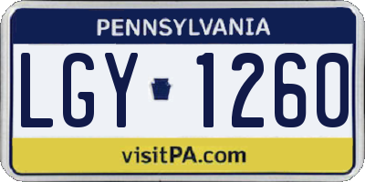 PA license plate LGY1260